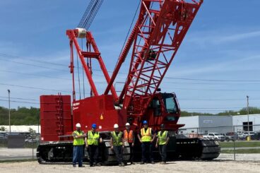 The Aspen Equipment team with a completed Manitowoc MLC150 crane build.