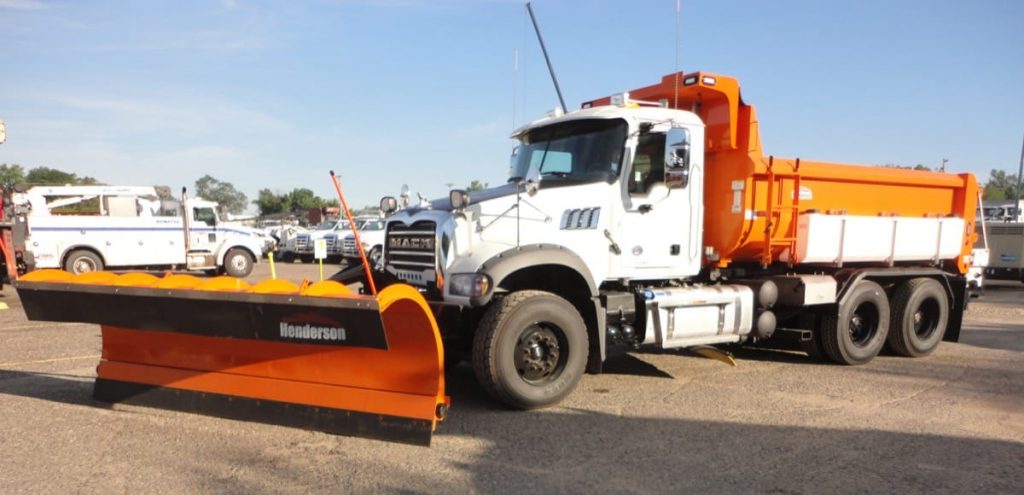 Heavy-duty truck upfit with Henderson dump body and snow plow