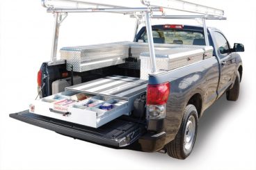Weather Guard side toolboxes, pack rat drawer units, and saddle box