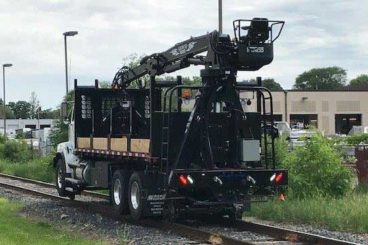 Western Star 4700, Serco 8500 with 24 ft reach, 8500 lbs capacity, Heiden railroad grapple truck, Continental Hyrail, 22 ft flatbed with rail racks, Moley 12/24 32 ft magnet, Aspen Creep Drive