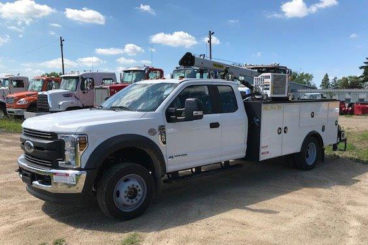 Ford F-550, 11 ft PAL Pro 39 mechanics body with storage and drawer units, PSC 6025 crane, 60,000 lbs capacity, 25 ft reach, PAL Pro air compressor
