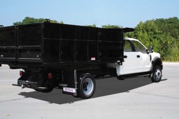 Reading 12 ft dumping landscape truck body with cab shield, tarp and side access pallet door