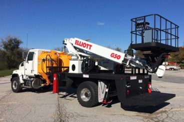 Elliott specialty minereach build with ANFO delivery system and 50 ft material handling aerial work platform