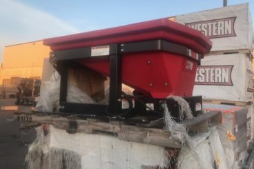 Western Tornado utv salt spreader constructed of corrosion-resistant poly