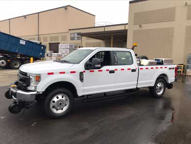 Ford F-350 SuperDuty hi-rail truck upfit with Weather Guard tool box, Rafna railroad equipment