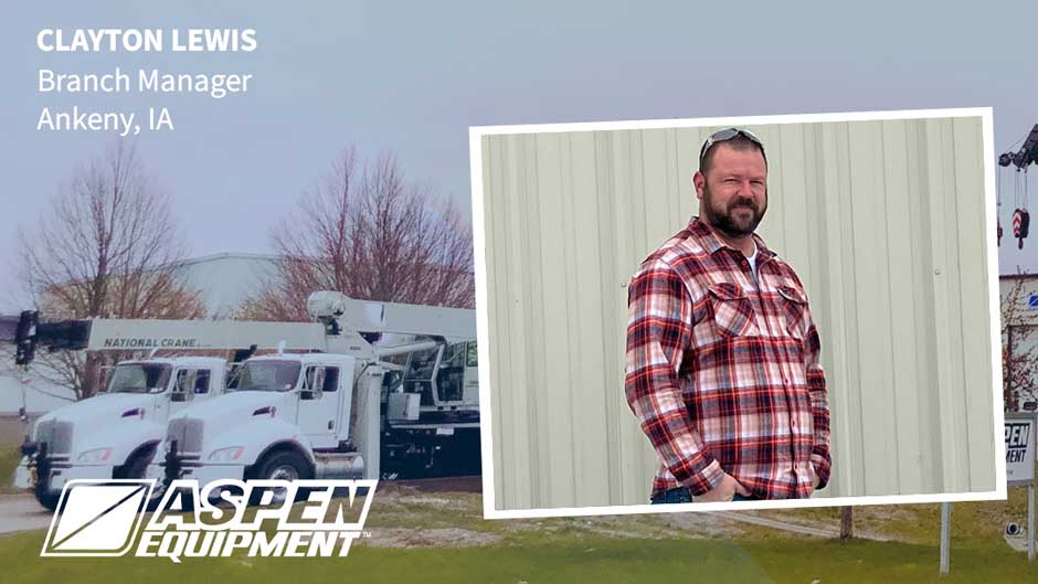 Aspen Equipment recently appointed Clayton Lewis as branch manager for its Ankeny, Iowa, branch.