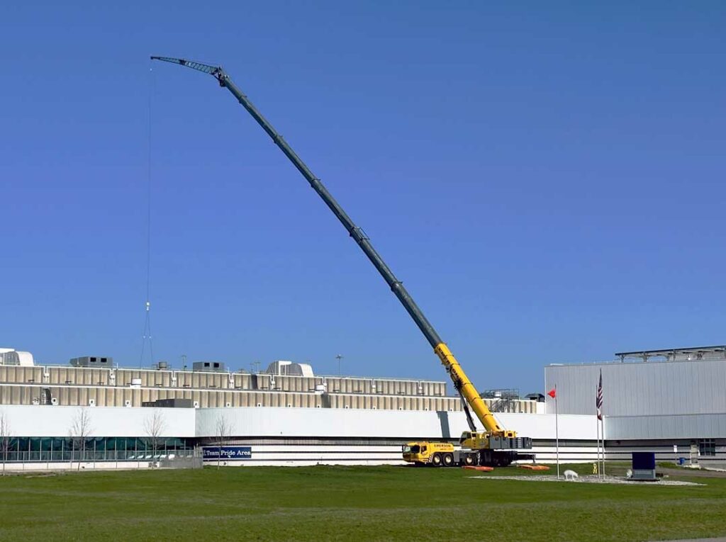 Emerson Crane uses new Grove GMK6300L-1 all-terrain crane to replace air exchanger at Iowa food processing plant