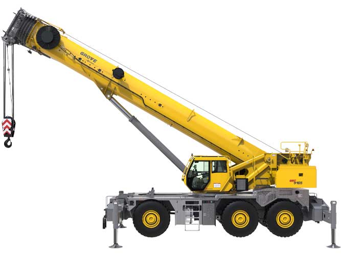 165 ton capacity Grove rough terrain crane with 205 ft of reach