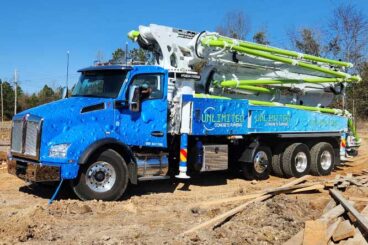 42 meter Everdigm concrete boom pump truck with 5-section RZ-folding boom.