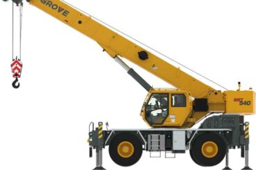 Side view of Grove GRT540 crane with boom elevated